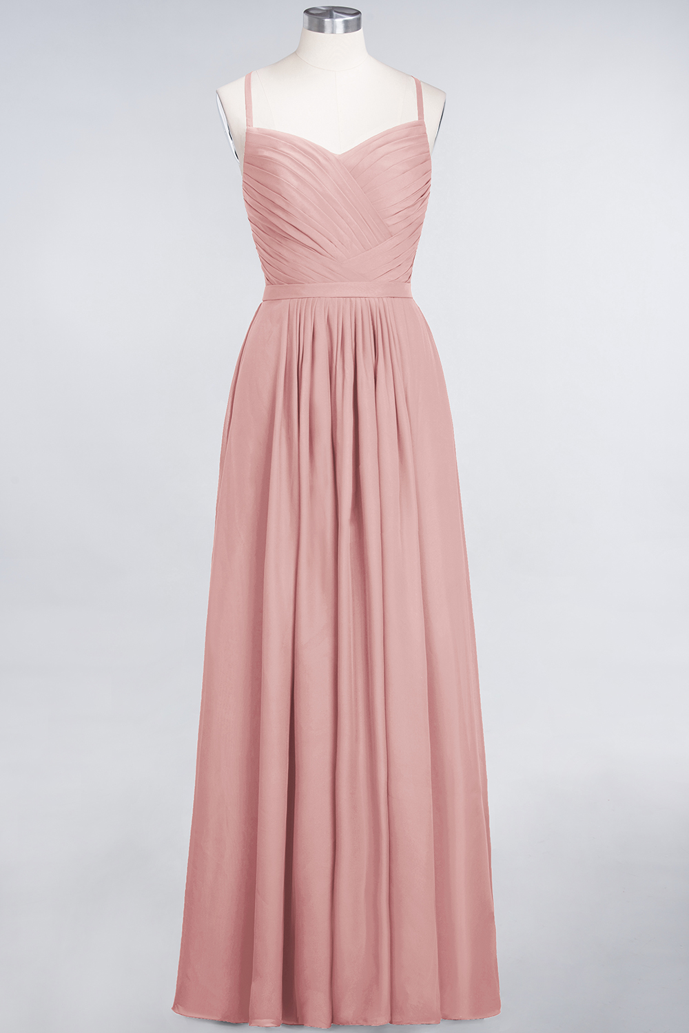 27prom Glamorous Spaghetti Straps Sweetheart Ruffle Chiffon Bridesmaid Dress Online-27prom