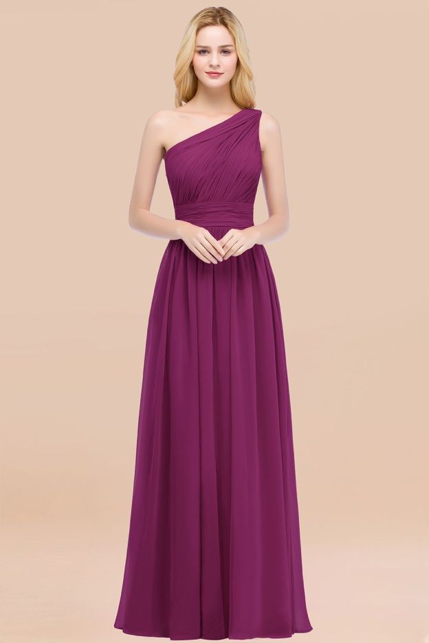 27prom Chic One-shoulder Sleeveless Burgundy Chiffon Bridesmaid Dresses Online-27prom
