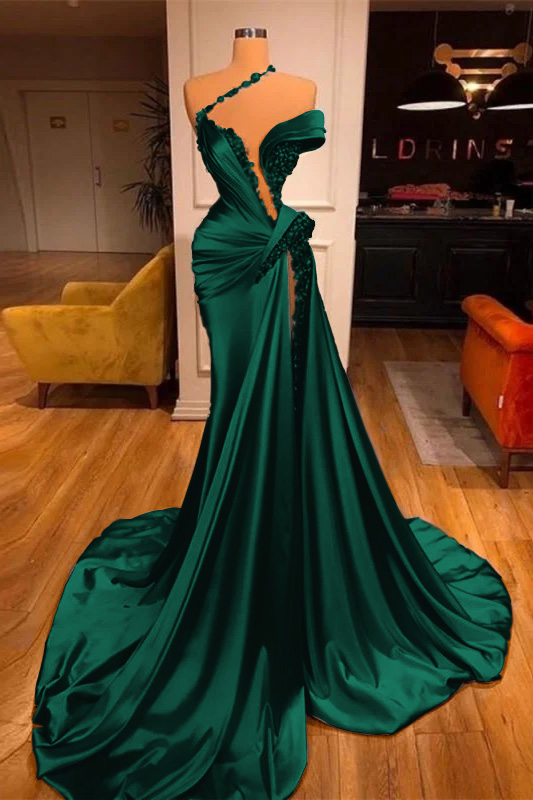 Mermaid Off the Shoulder Sleeveless Prom Dress Long Beadings With Split
