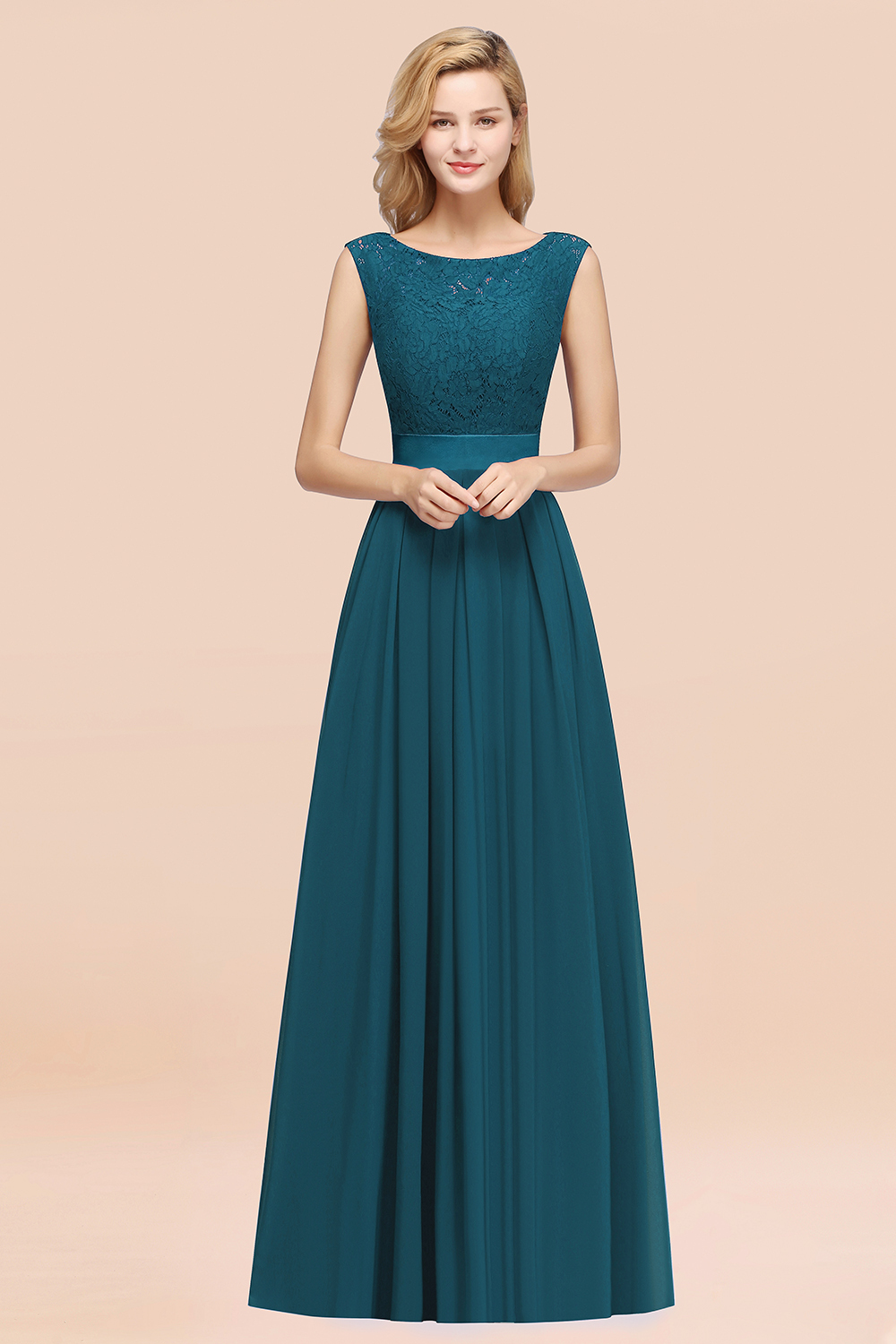 27prom Vintage Sleeveless Lace Bridesmaid Dresses Affordable Chiffon Wedding Party Dress Online-27prom