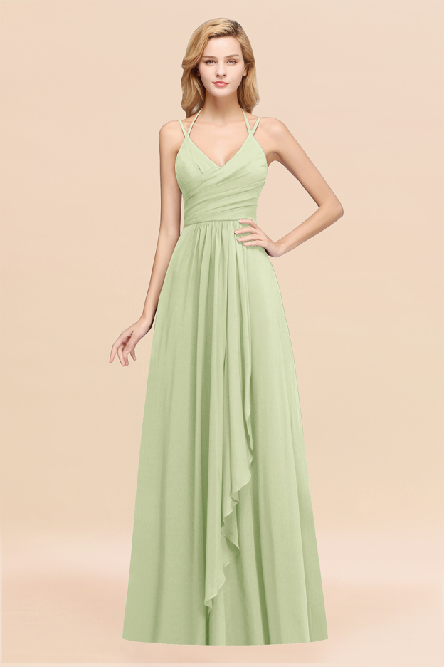 27prom Affordable Chiffon Burgundy Bridesmaid Dress With Spaghetti Straps-27prom