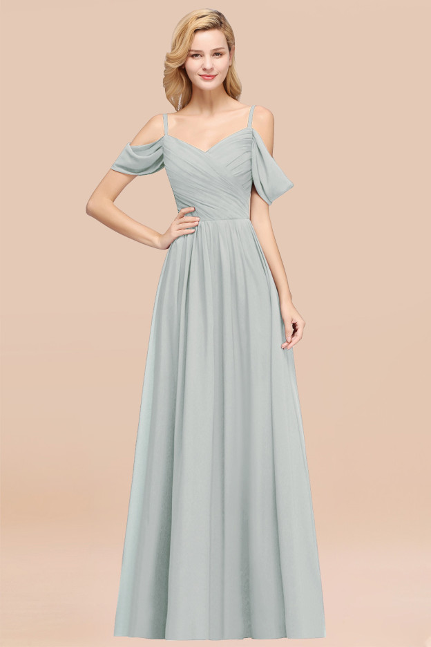 27prom Chic Off-the-shoulder Burgundy Bridesmaid Dress with Spaghetti Straps-27prom