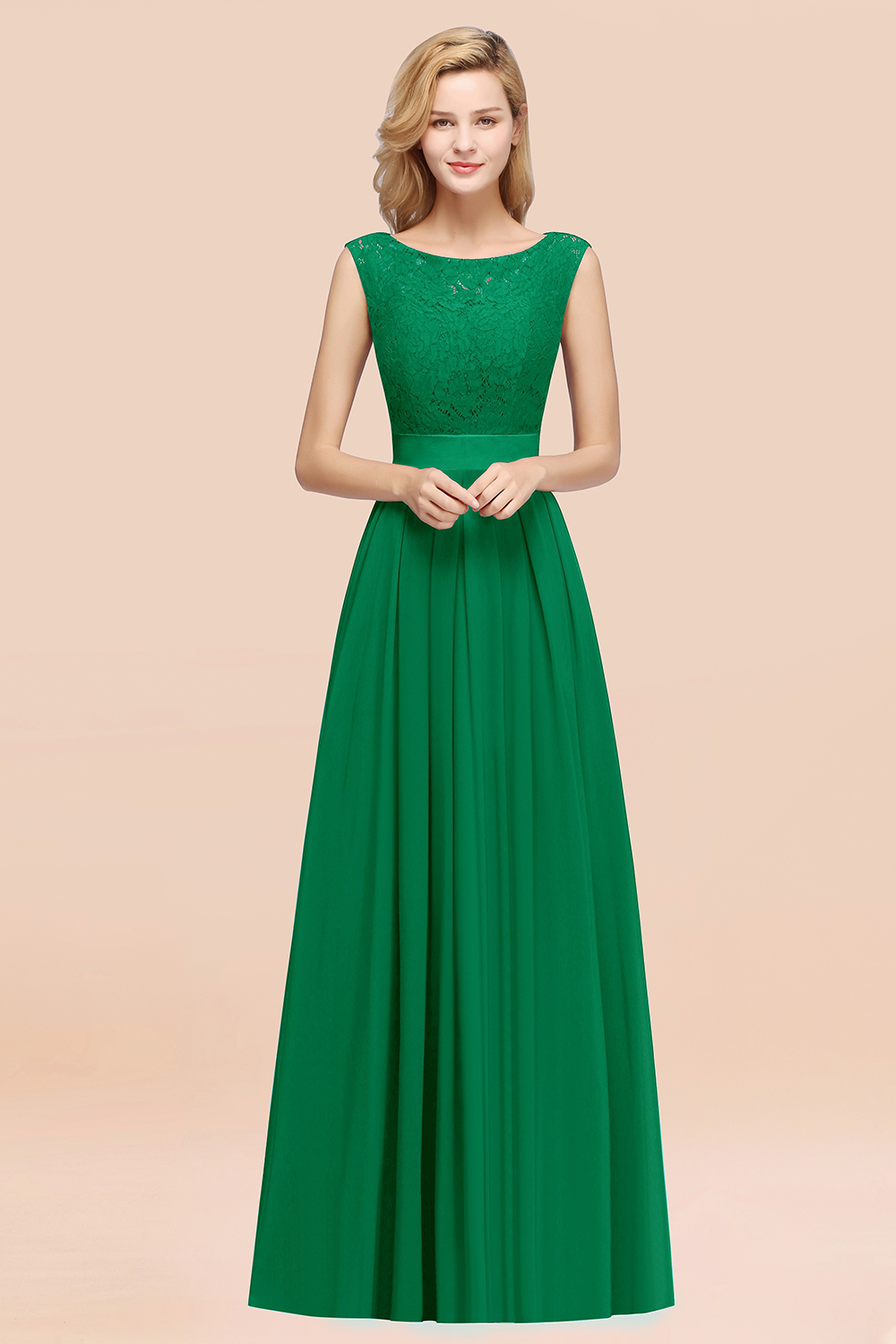27prom Vintage Sleeveless Lace Bridesmaid Dresses Affordable Chiffon Wedding Party Dress Online-27prom
