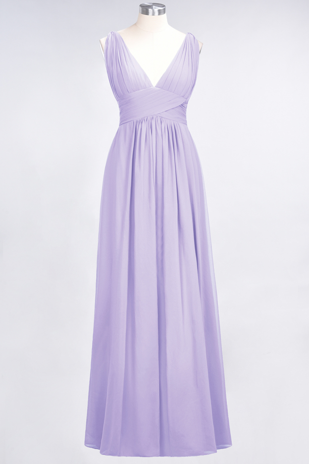 27prom Elegant V-Neck Burgundy Chiffon Affordable Bridesmaid Dress with Ruffle-27prom
