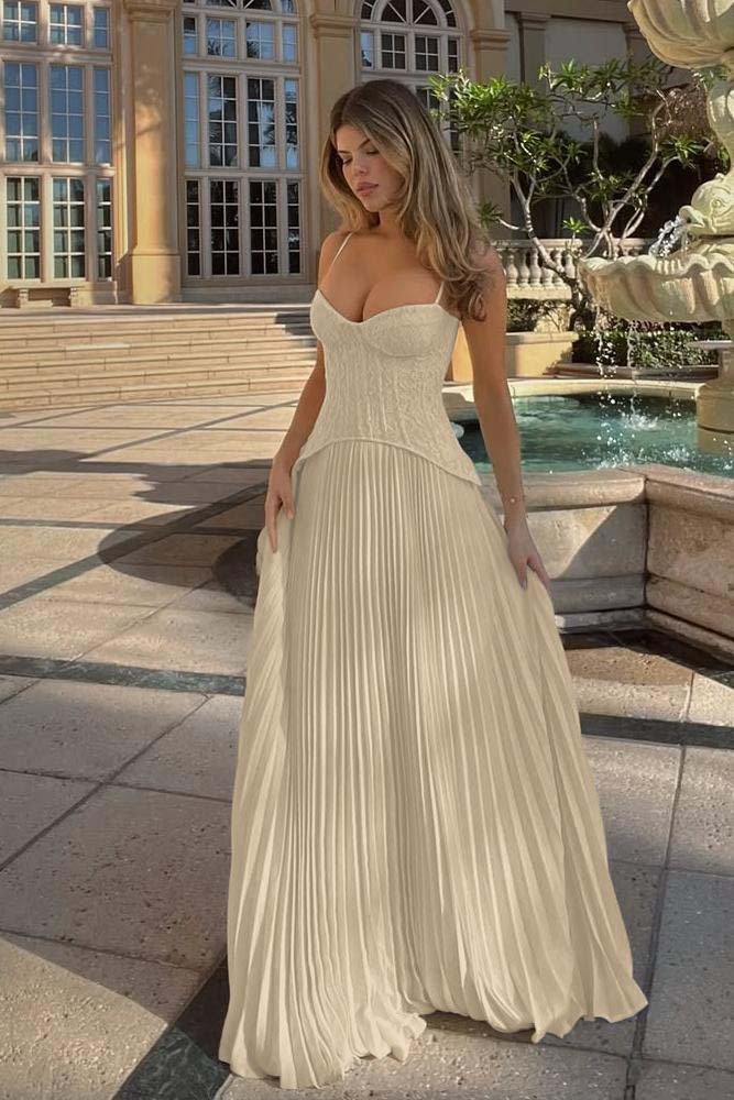 Spaghetti Strap Sleeveless Long Prom Dress With Ruffles Embroidery