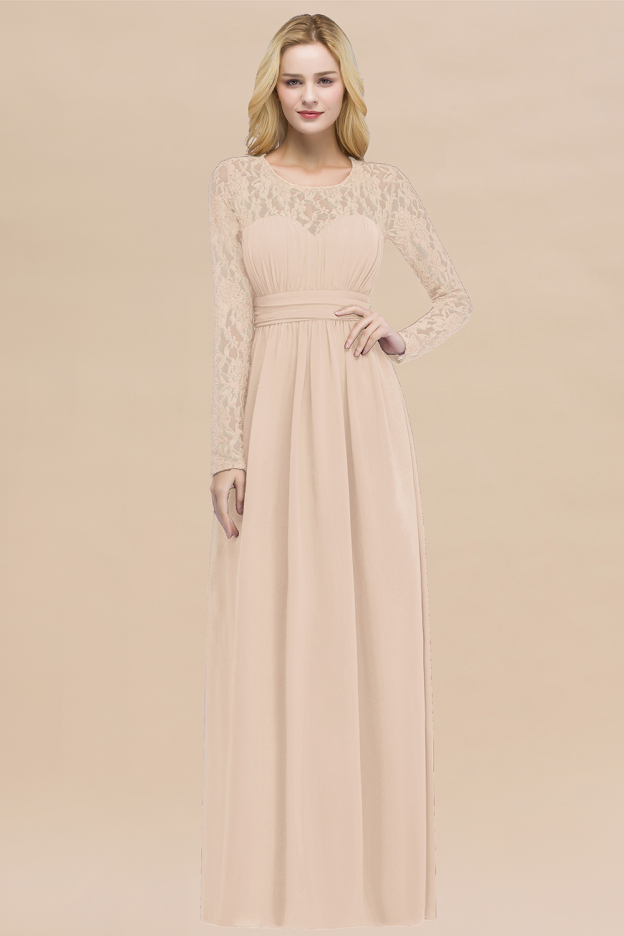 27prom Elegant Lace Burgundy Bridesmaid Dresses Online with Long Sleeves-27prom