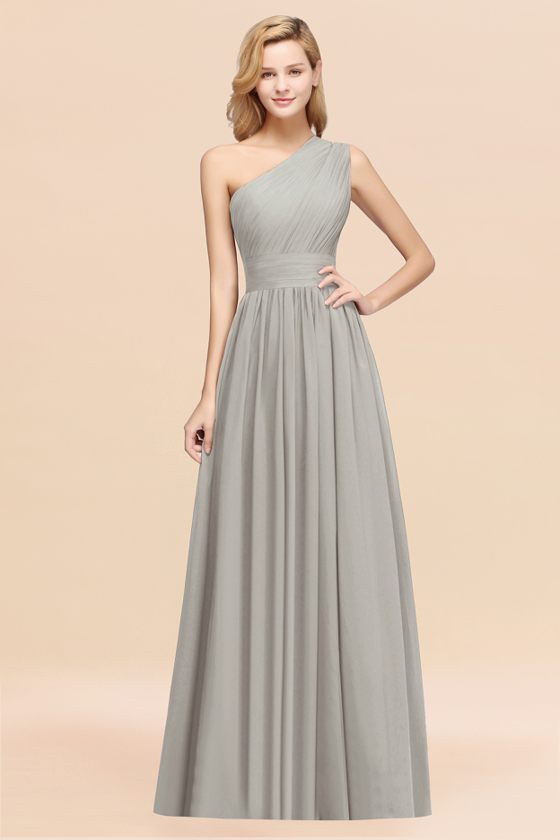 27prom Stylish One-shoulder Sleeveless Long Junior Bridesmaid Dresses Affordable-27prom