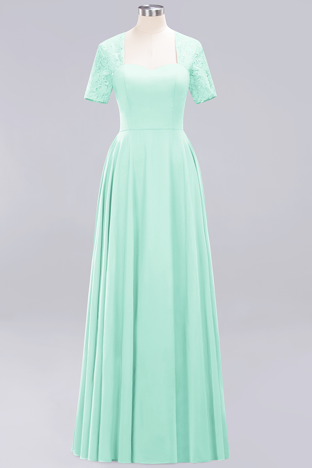 27prom Dark Navy Open-Back Long Bridesmaid Dress With Short Sleeves-27prom