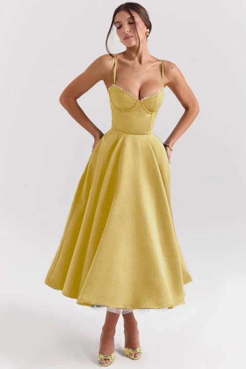 Spaghetti Strap Sweetheart Sleeveless A Line Prom Dress With Tulle