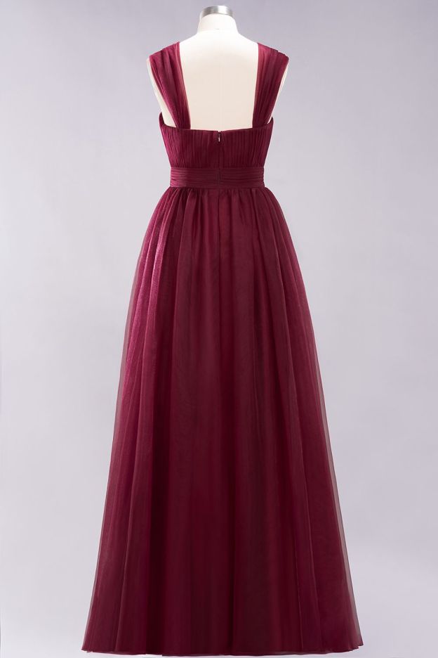 27prom Gorgeous Sweetheart Straps Ruffle Burgundy Bridesmaid Dresses Online-27prom