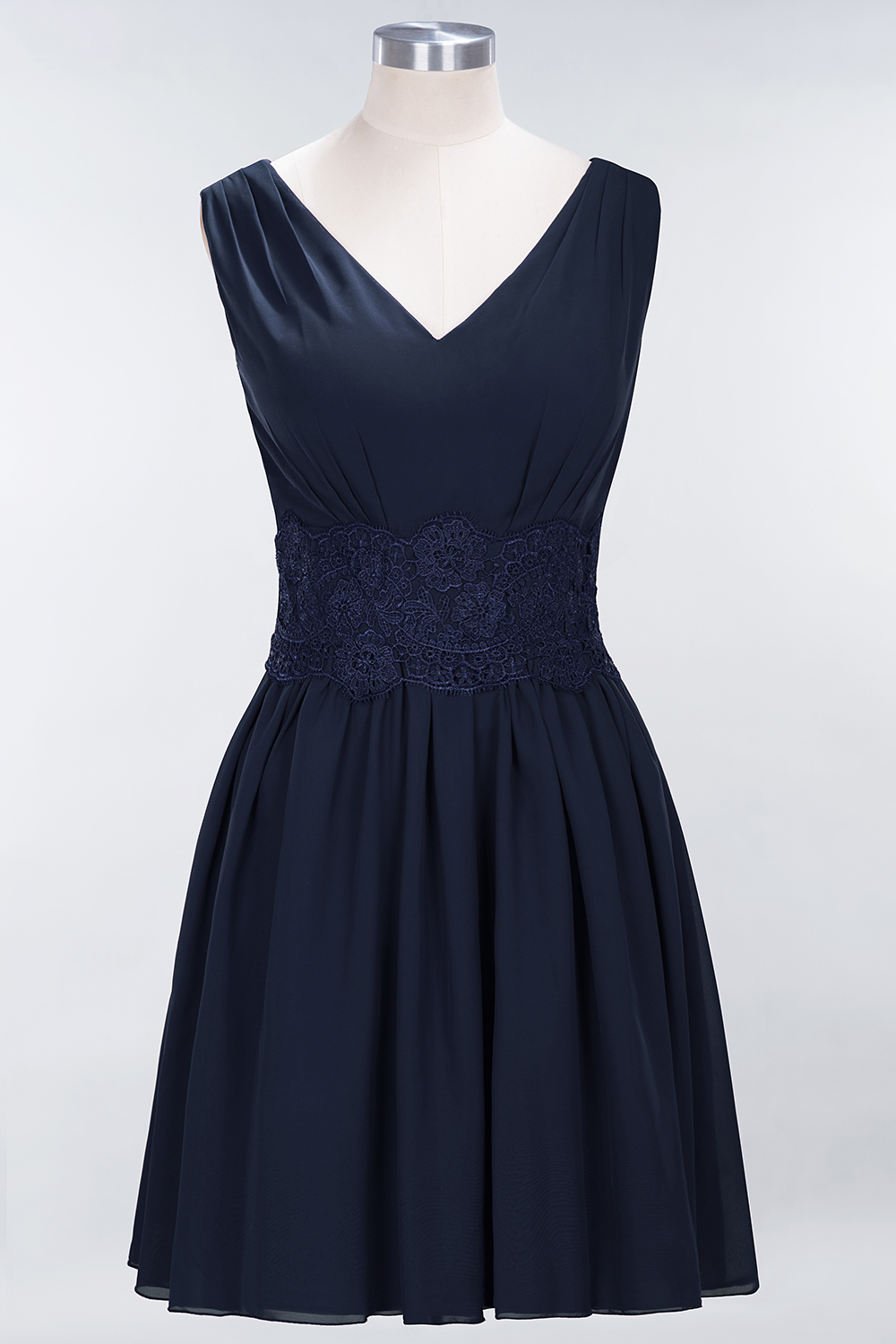 27prom Pretty V-Neck Short Sleeveless Lace Bridesmaid Dresses Online-27prom