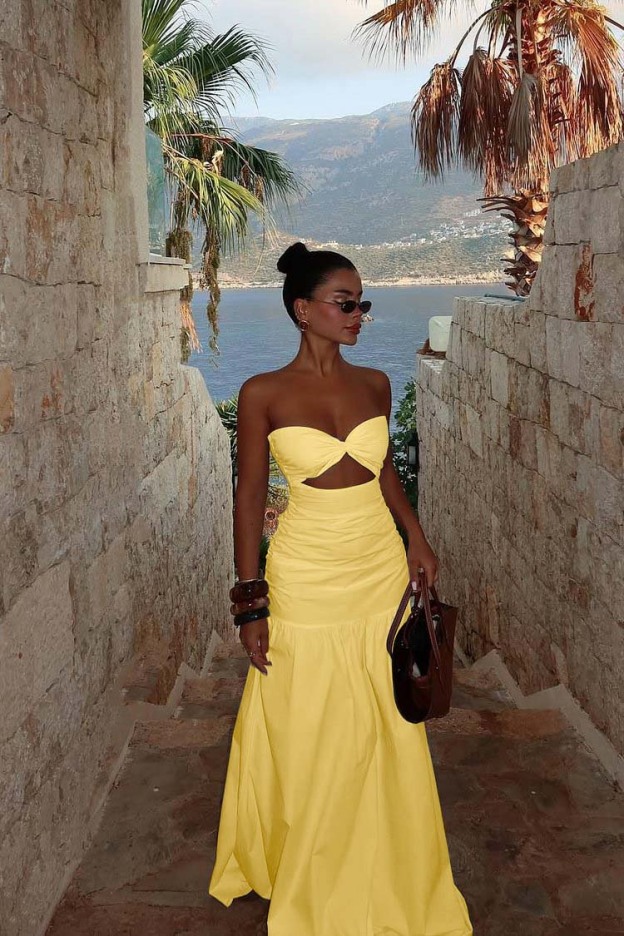 Strapless Sweetheart Sleeveless Long Prom Dress With Pleated