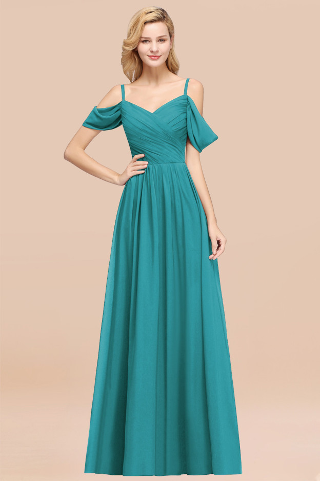 27prom Chic Off-the-shoulder Burgundy Bridesmaid Dress with Spaghetti Straps-27prom