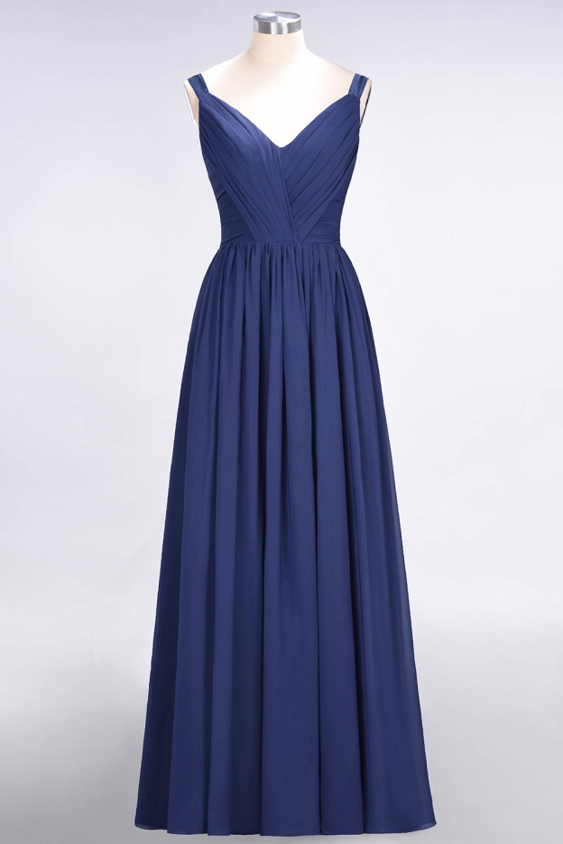 27prom Chic V-Neck Straps Ruffle Burgundy Bridesmaid Dresses with Bow Sash-27prom