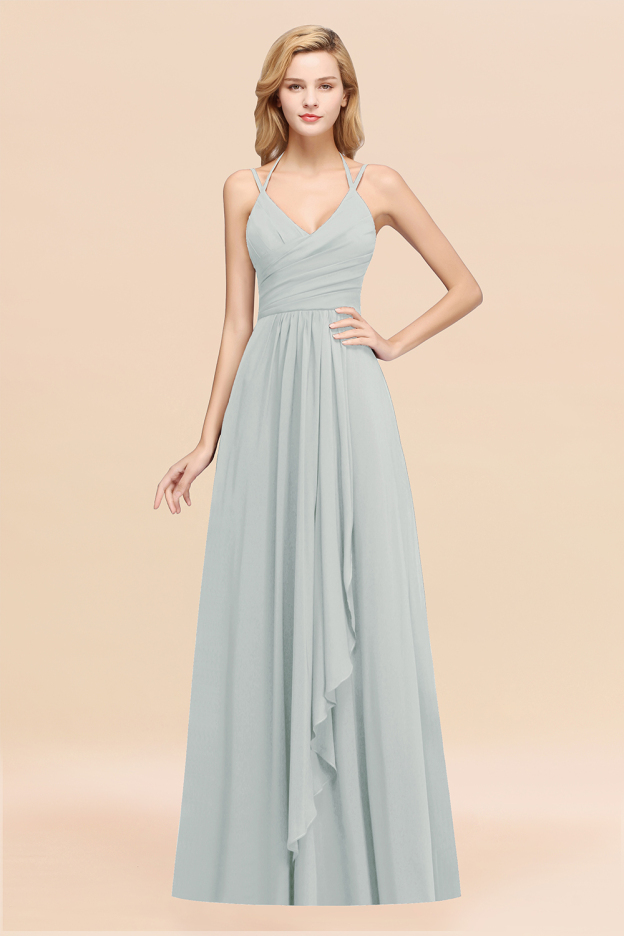 27prom Affordable Chiffon Burgundy Bridesmaid Dress With Spaghetti Straps-27prom