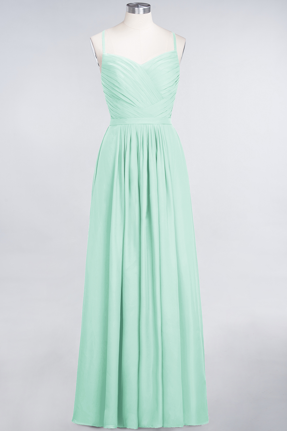 27prom Glamorous Spaghetti Straps Sweetheart Ruffle Chiffon Bridesmaid Dress Online-27prom