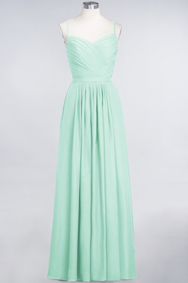 27prom Glamorous Spaghetti Straps Sweetheart Ruffle Chiffon Bridesmaid Dress Online-27prom