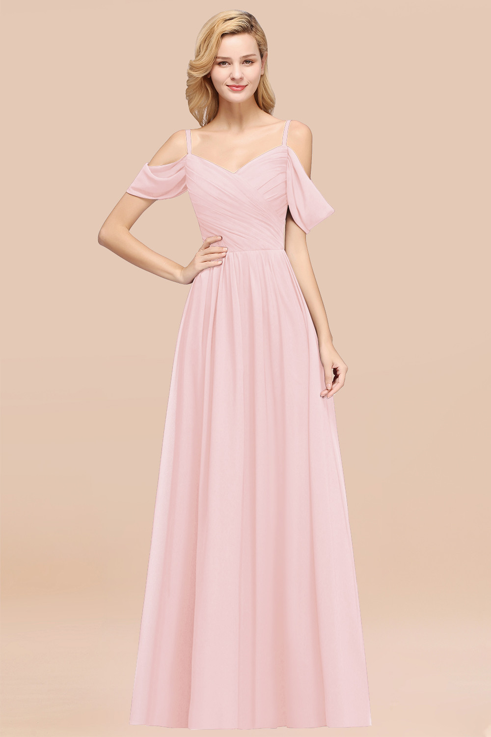 27prom Chic Off-the-shoulder Burgundy Bridesmaid Dress with Spaghetti Straps-27prom