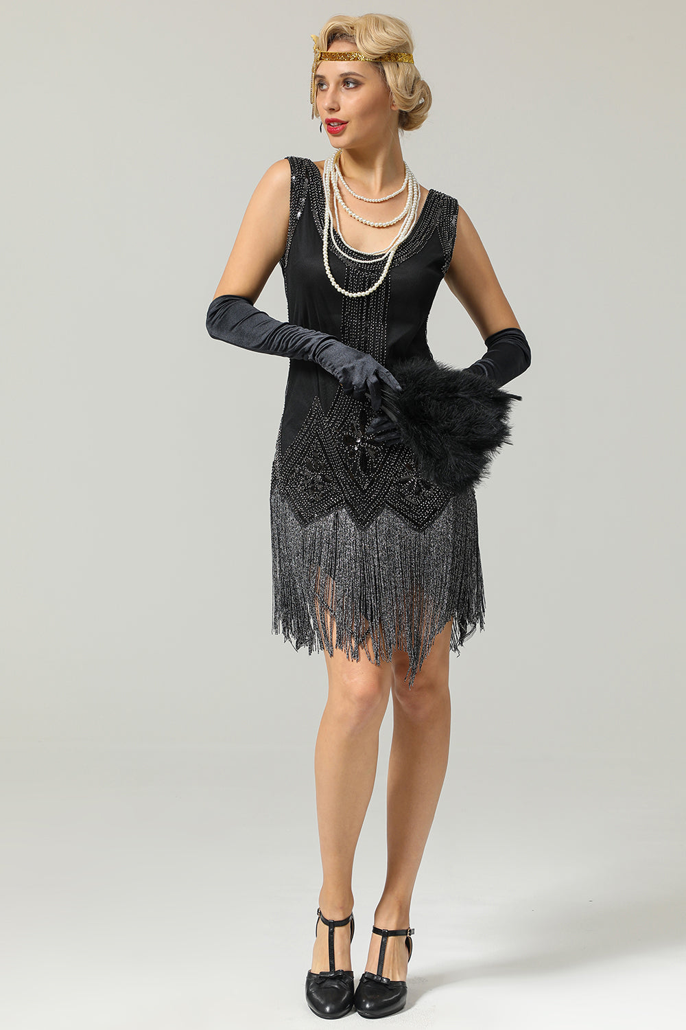 Black Sequin Flapper Dress