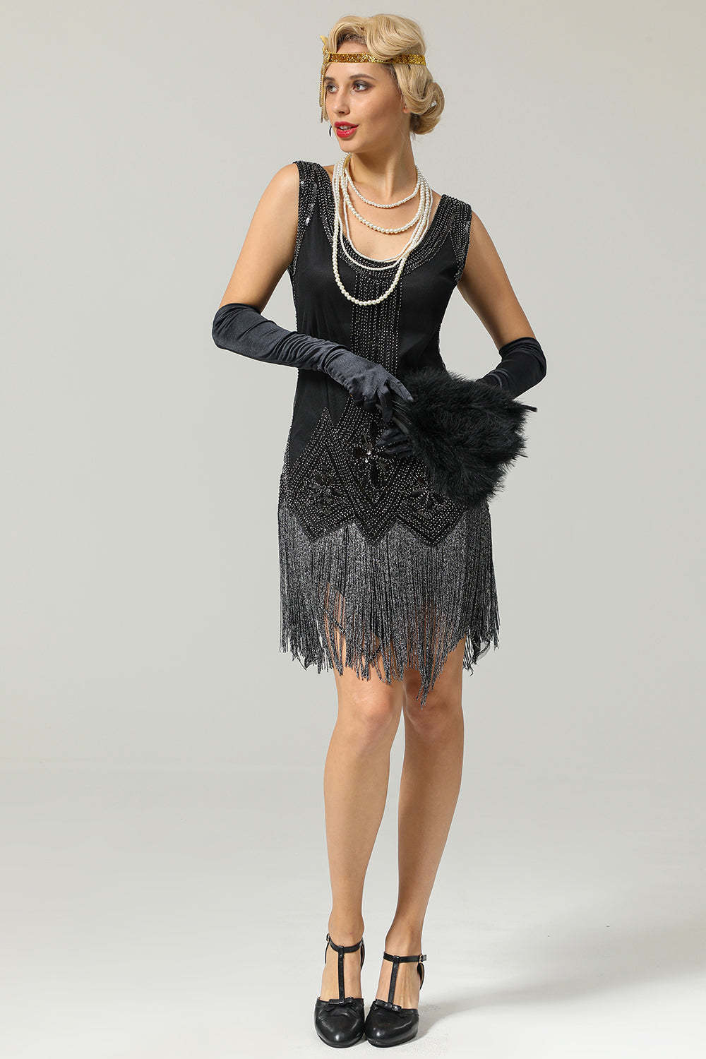Black Sequin Flapper Dress