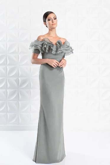 Off the Shoulder Sleeveless Long Mermaid Prom Dress With Ruffles