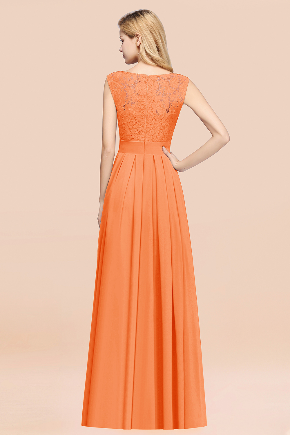 27prom Vintage Sleeveless Lace Bridesmaid Dresses Affordable Chiffon Wedding Party Dress Online-27prom
