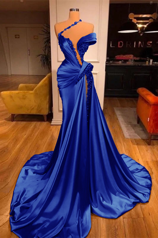 Mermaid Off the Shoulder Sleeveless Prom Dress Long Beadings With Split