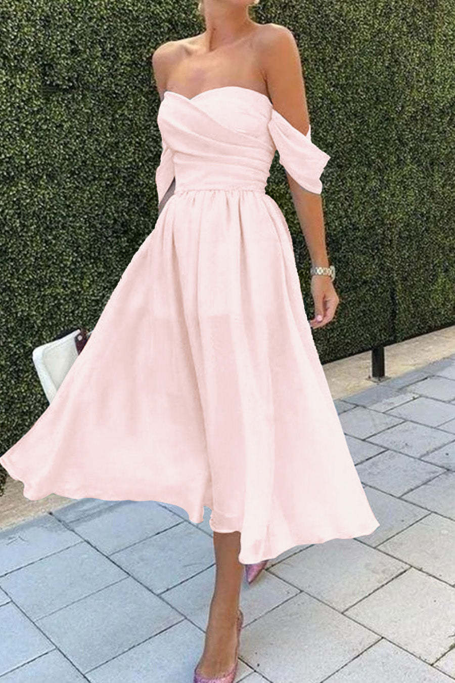 Baby Blue Off-the-Shoulder Strapless Short Evening Dress