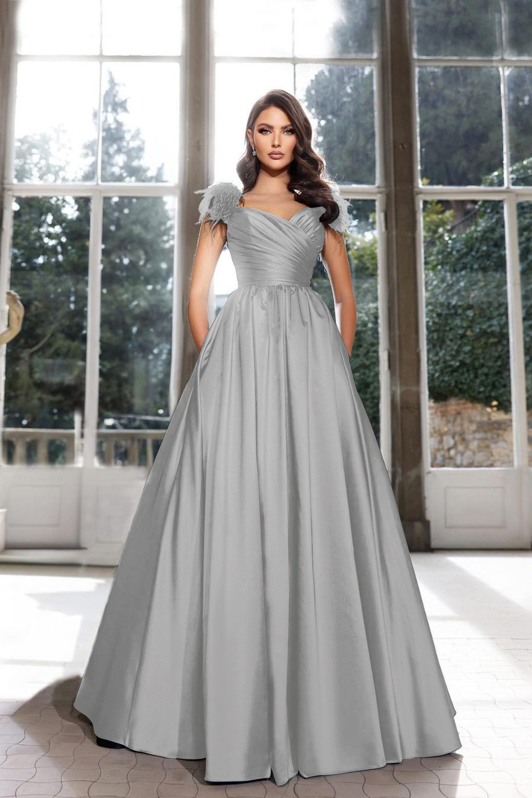 Tassel Sleeveless Straps A Line Long Prom Dress Pleated Dark Navy