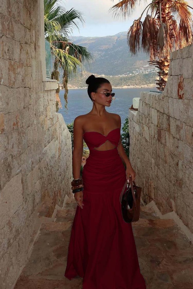 Strapless Sweetheart Sleeveless Long Prom Dress With Pleated