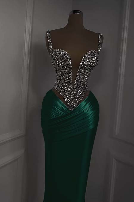 Spaghetti Strap Sweetheart Sleeveless Long Prom Dress With Beading