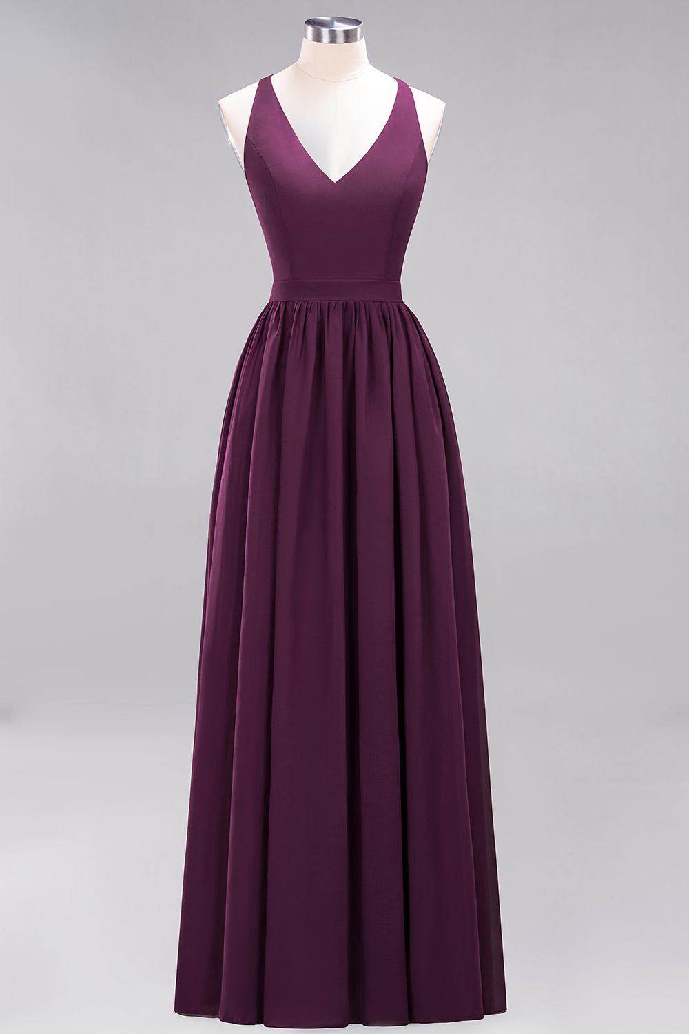 27prom Affordable Chiffon V-Neck Sleeveless Lace Bridesmaid Dress Online-27prom