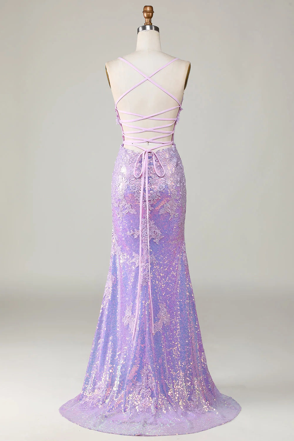 Glamorous Spaghetti Strap Applique Mermaid Prom Dress