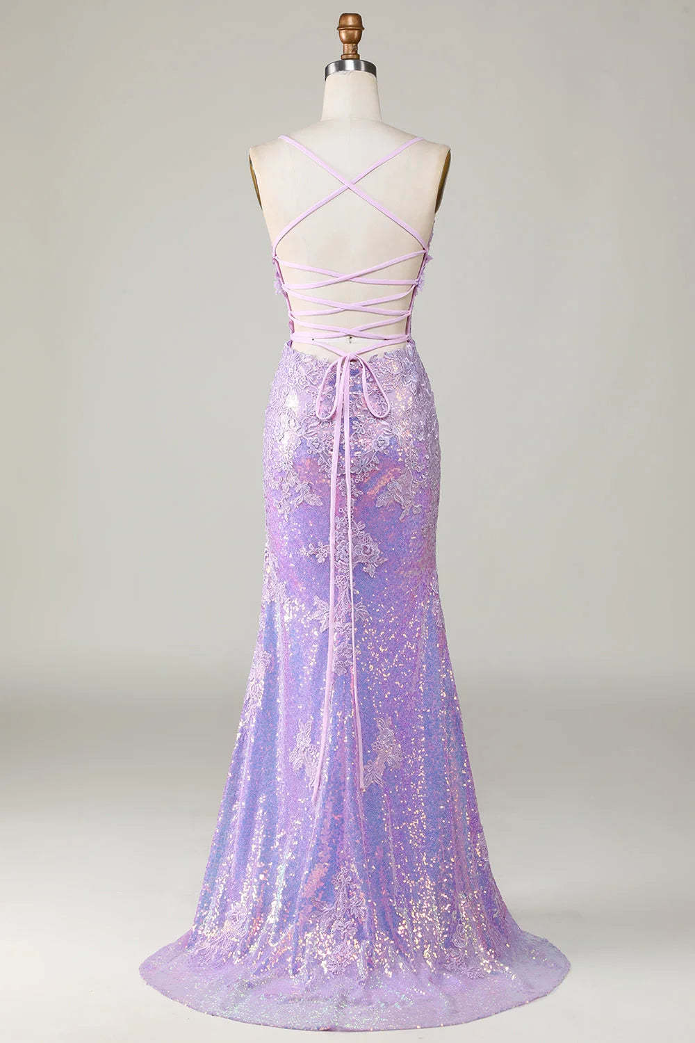 Glamorous Spaghetti Strap Applique Mermaid Prom Dress