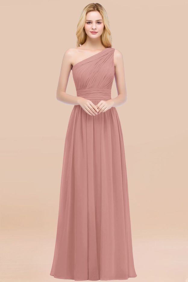 27prom Chic One-shoulder Sleeveless Burgundy Chiffon Bridesmaid Dresses Online-27prom