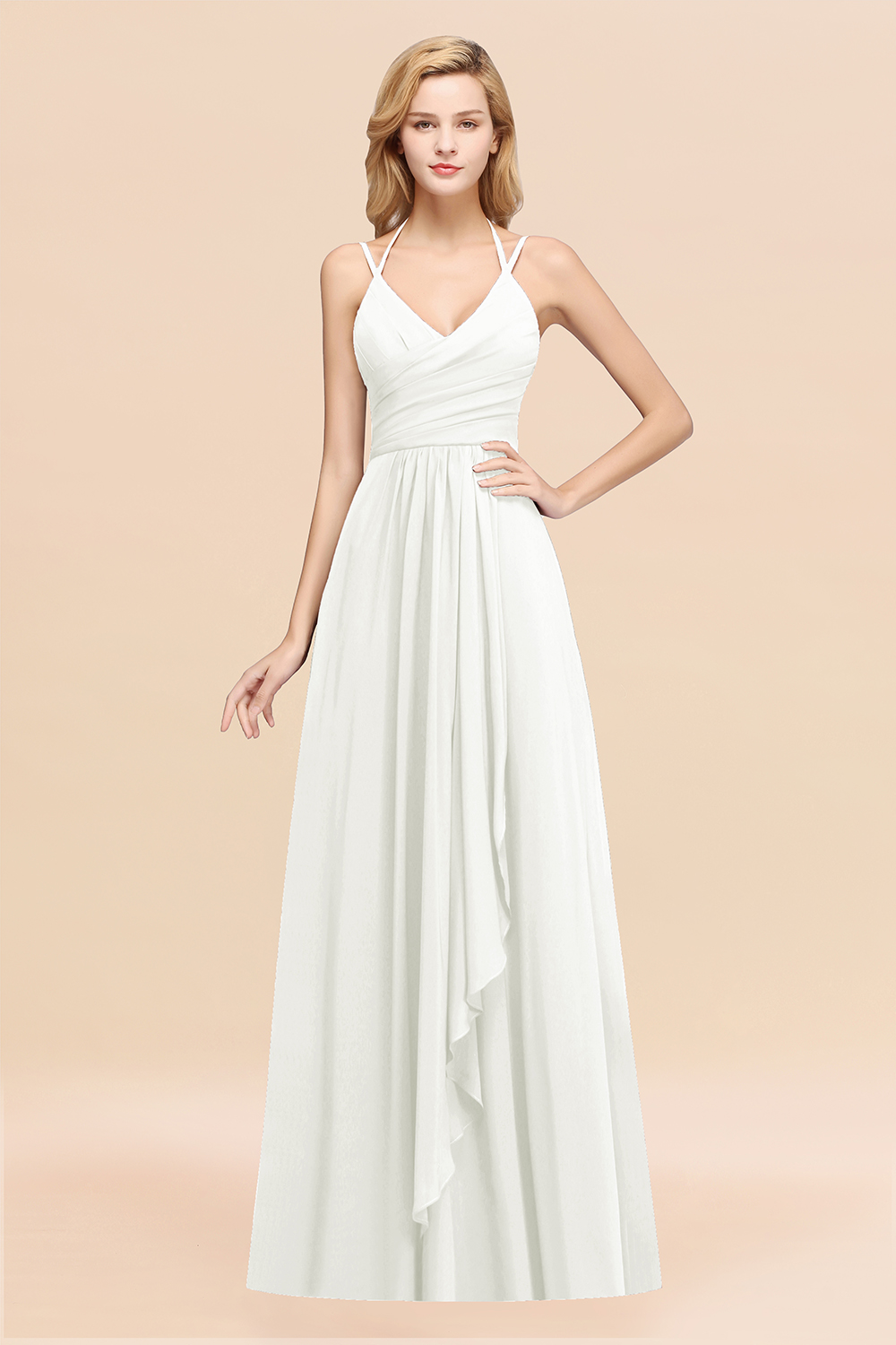 27prom Affordable Chiffon Burgundy Bridesmaid Dress With Spaghetti Straps-27prom