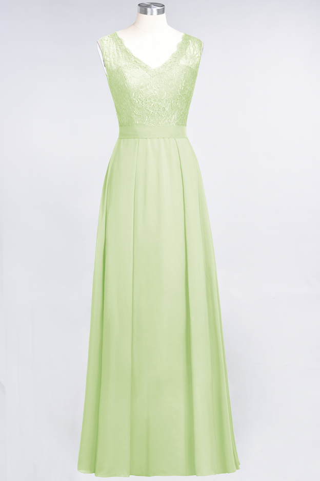 27prom Modest Chiffon V-Neck Burgundy Lace Bridesmaid Dresses Online-27prom