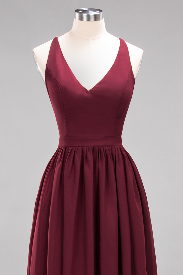 27prom Affordable Chiffon V-Neck Sleeveless Lace Bridesmaid Dress Online-27prom