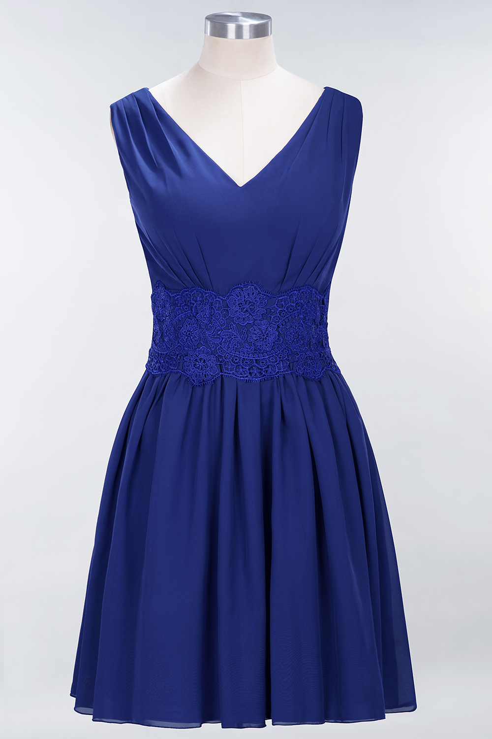 27prom Pretty V-Neck Short Sleeveless Lace Bridesmaid Dresses Online-27prom