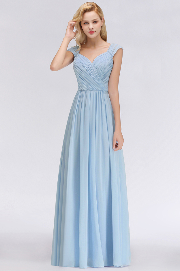 27prom Modest Chiffon Sweetheart Sleeveless Affordable Bridesmaid Dresses with Ruffles-27prom