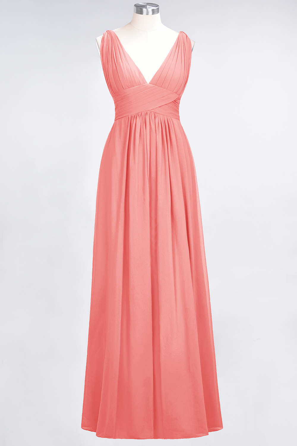 27prom Elegant V-Neck Burgundy Chiffon Affordable Bridesmaid Dress with Ruffle-27prom