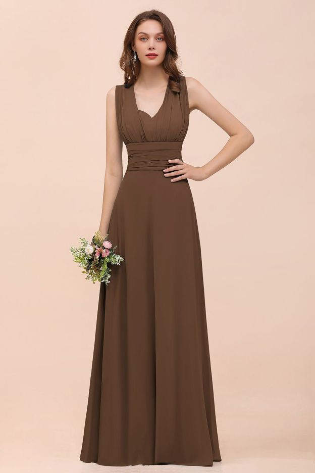 27prom New Arrival Dusty Blue Ruched Long Convertible Bridesmaid Dresses-27prom