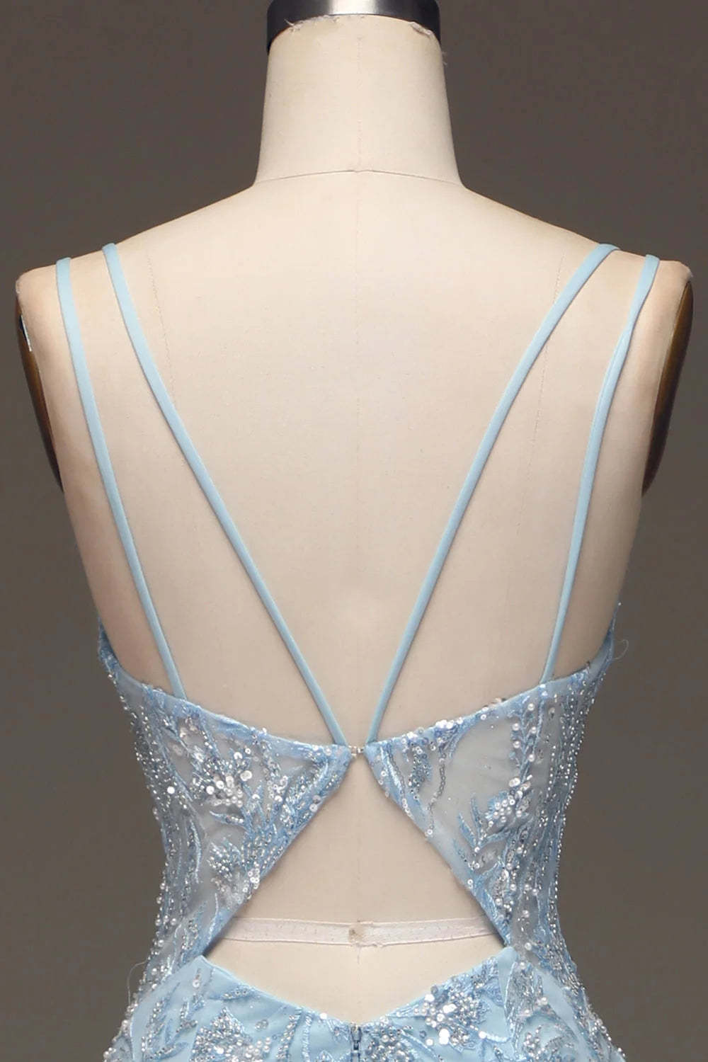 Elegant Slimming Sky Blue Sequin Prom Dress Long