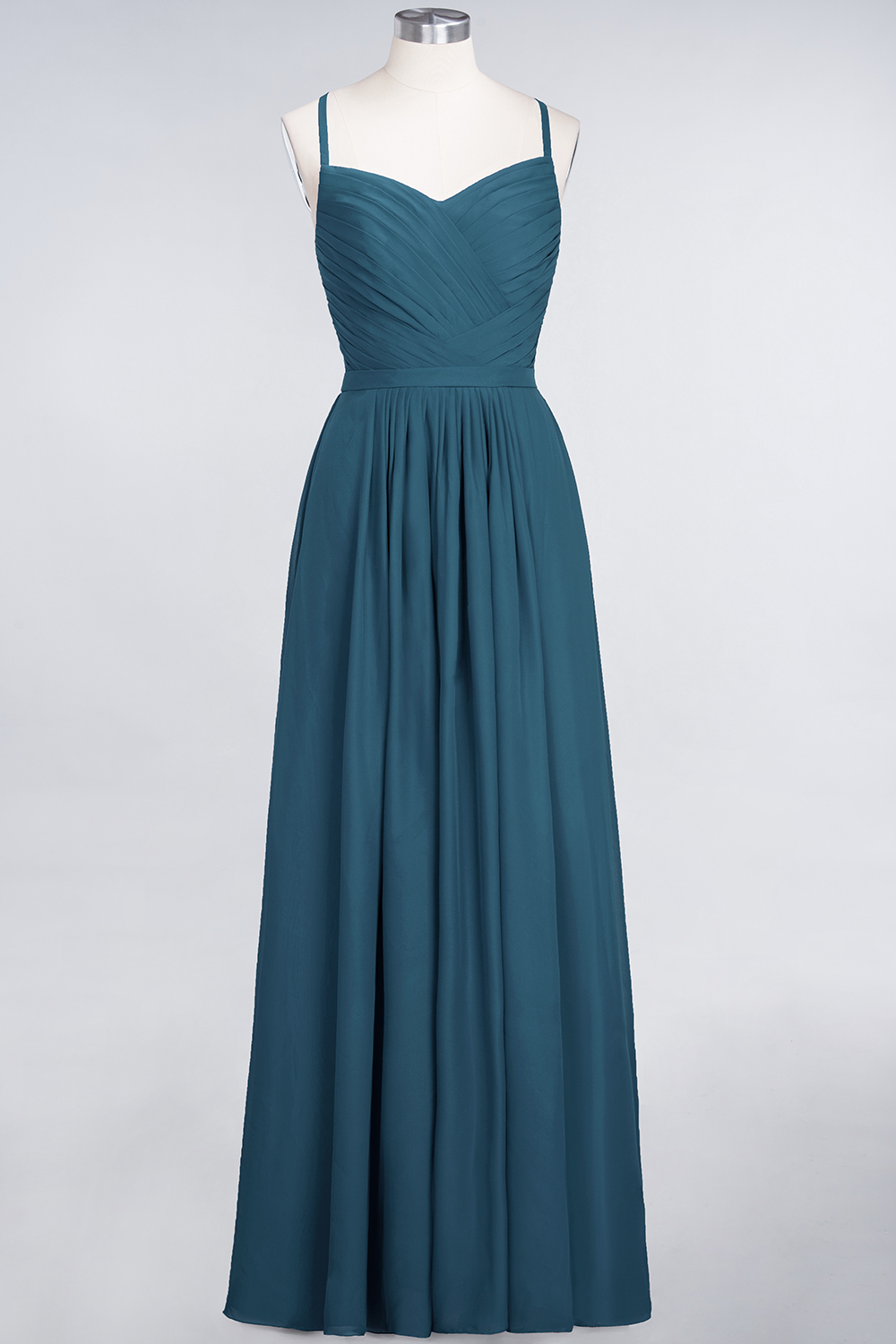 27prom Glamorous Spaghetti Straps Sweetheart Ruffle Chiffon Bridesmaid Dress Online-27prom
