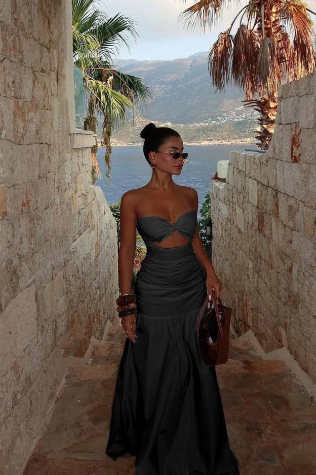 Strapless Sweetheart Sleeveless Long Prom Dress With Pleated