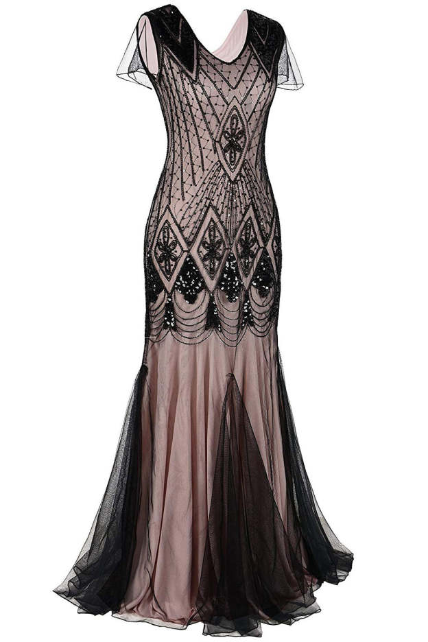 1920s Sequin Flapper Long Dress