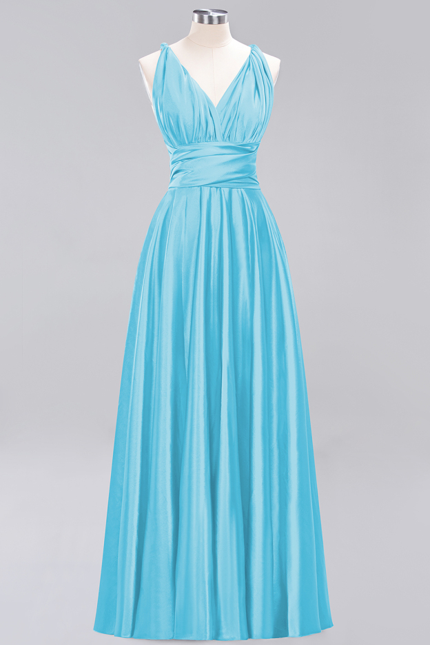 27prom Chic Burgundy Satin Long Bridesmaid Dresses With One Shoulder-27prom