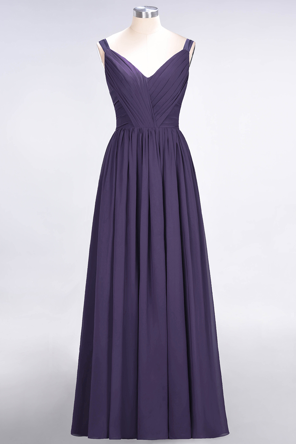27prom Chic V-Neck Straps Ruffle Burgundy Bridesmaid Dresses with Bow Sash-27prom