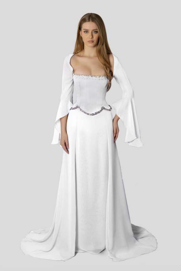 Chiffon Long Sleeves Long Mermaid Prom Dress With Beading Pleated