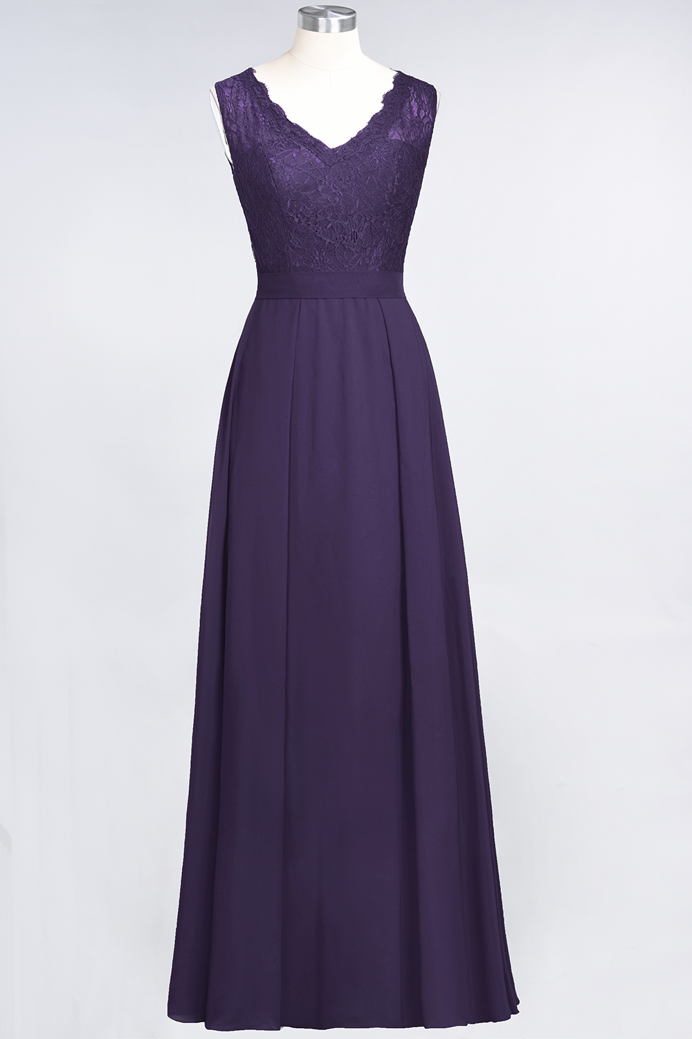 27prom Modest Chiffon V-Neck Burgundy Lace Bridesmaid Dresses Online-27prom